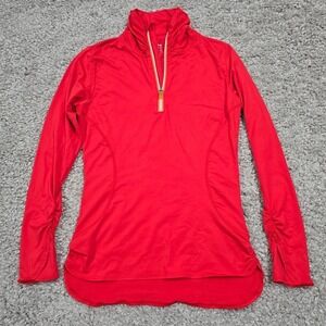 Title Nine Quarter‎ Zip Pullover Women's XS Pink Ruched Sleeve Athletic Top